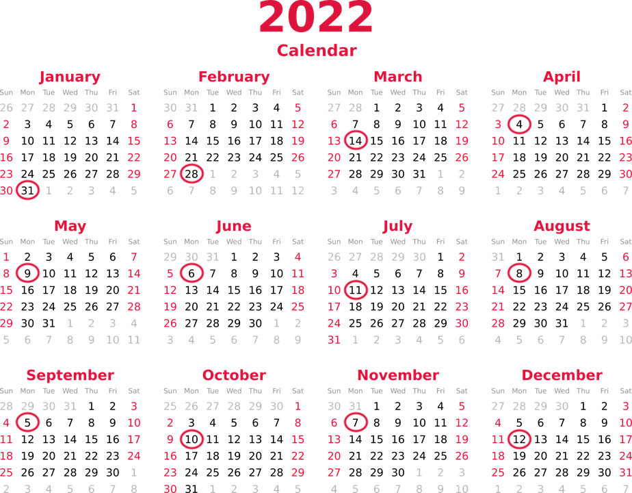 Doomsday Method Example Calendar